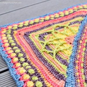 PATTERN Sunny Border Mandala in Square overlay crochet textured square blanket wall hanging meditation image 4