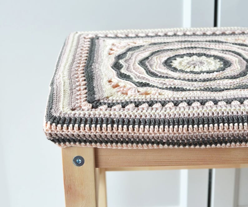 Crochet PATTERN Afghan 12 inches block square motif with mandala for blankets, afghans, pillow and stool covers image 4