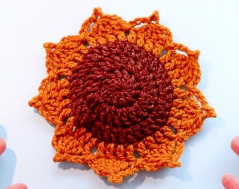 Sunflower Coaster Crochet PATTERN PDF - Autumn Table Setting - Jayda InStitches