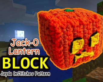Jack-O-Lantern Block Crochet Pattern - Video Game Stuffed Toy Plush - Jayda InStitches