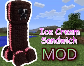 Creepy Creep-r Ice Cream Sandwich Mod! - Crochet Pattern - Video Game Stuffed Toy Plush PDF - Jayda InStitches