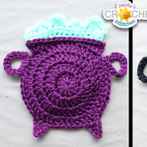 Cauldron Pot Applique - Crochet PATTERN PDF - Gold Coins & Boiling Ooze patterns included - Jayda InStitches