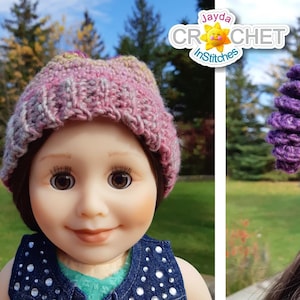 Classic Winter Hat Crochet PATTERN PDF - for 18&quot; Doll - Jayda InStitches