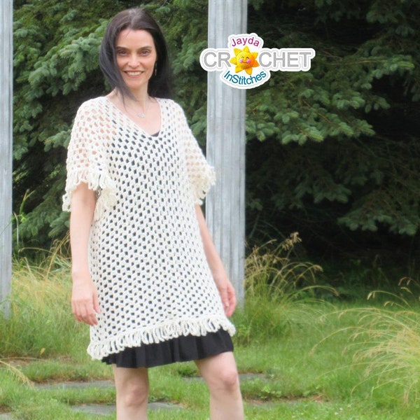 Simple Summer Cover Up Crochet PATTERN PDF - Swimsuit Over Dress ALL Sizes - Jayda InStitches