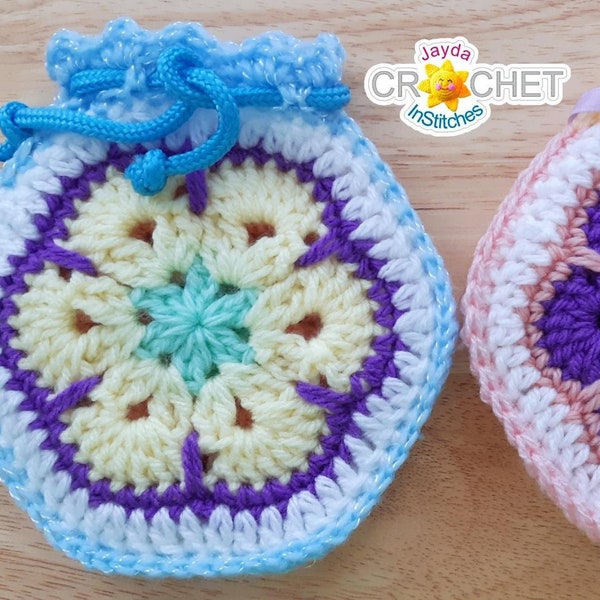 African Flower Hexagon Gift Bag Crochet PATTERN PDF - Jayda InStitches