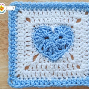 Solid Double Crochet Heart At The Centre Granny Square - Crochet PATTERN PDF- 6 inch Square, Baby Blanket Pattern - Jayda InStitches