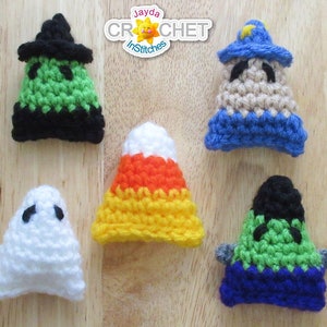 Tiny Treat Halloween Amigurumi Crochet PATTERN PDF - Witch, Wizard, Ghost, Frankenstein Monster & Candy Corn - Jayda InStitches