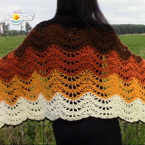 Autumn Moon Wrap - Crochet PDF PATTERN - Blanket Scarf, Feather & Fan Stitch - Jayda InStitches