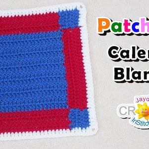 Patrón de crochet cuadrado dentro de un cuadrado en PDF: manta de calendario estilo patchwork de 12 pulgadas cuadradas - Jayda InStitches