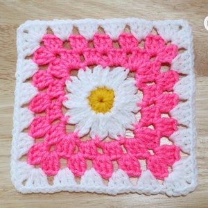 Daisy Granny Square - Crochet PATTERN PDF- 6.5 inch Square, Baby Blanket Pattern - Jayda InStitches