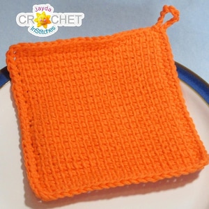 Tunisian Dishcloth / Washcloth - Crochet PATTERN PDF - Easy Tunisian Simple Stitch Pattern - Jayda InStitches