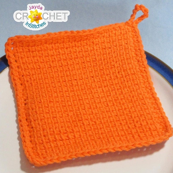 Tunisian Dishcloth / Washcloth - Crochet PATTERN PDF - Easy Tunisian Simple Stitch Pattern - Jayda InStitches