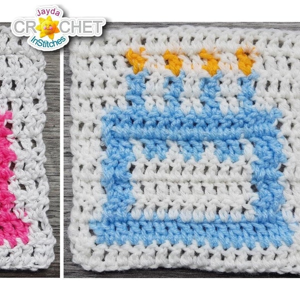 Birthday Cake Graph Crochet PATTERN PDF - Fair Isle Style PLUS Series - Jayda InStitches