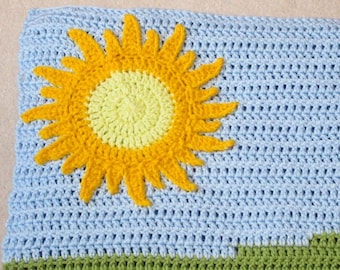 Sunshine Applique - Crochet PATTERN PDF - Folk Art Calendar Blanket 2019 - Jayda InStitches