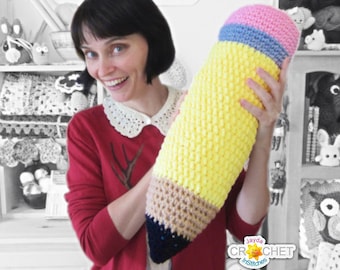 Giant Pencil Pillow Toy Crochet PATTERN PDF - Back To School - Boys, Girls, Room Decor - Jayda InStitches