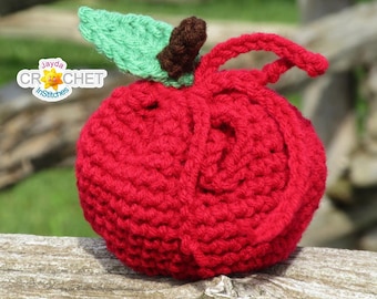 Crochet Apple Drawstring Sack PDF PATTERN - Easy drawstring bag, pouch or purse! - Jayda InStitches