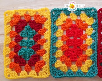 Crochet Granny Rectangle PATTERN PDF - Includes Blanket Assembly and 2 Border Patterns - Jayda InStitches