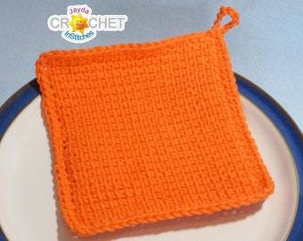 Tunisian Dishcloth / Washcloth - Crochet PATTERN PDF - Easy Tunisian Simple Stitch Pattern - Jayda InStitches