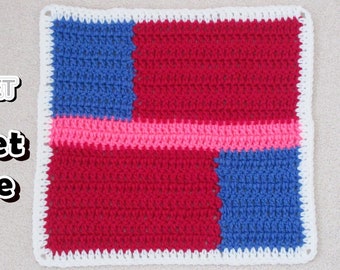 Off-Set Square Crochet PATTERN PDF - Patchwork Quilt-Style Calendar Blanket 12 inch Square - Jayda InStitches