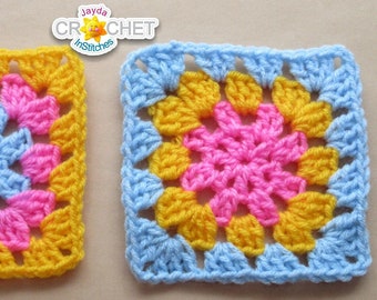 Öffnen Sie das Circle Center 5 ""Grandma Square PATTERN PDF - Easy Fügen & Blanket Border (Anweisungen enthalten!) - Jayda InStitches."