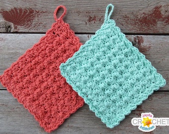 Pretty Simple Dishcloth / Washcloth - Crochet PATTERN PDF - Falling Leaves Stitch Pattern - Jayda InStitches