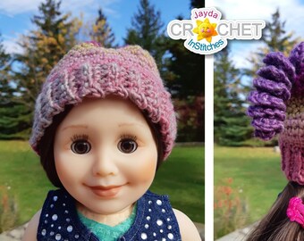 Classic Winter Hat Crochet PATTERN PDF - for 18" Doll - Jayda InStitches