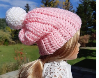 Ribbed Winter Hat Crochet PATTERN PDF - for 18" Doll - Jayda InStitches