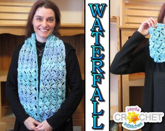 Waterfall Off-Set Split Shells Scarf Crochet PATTERN PDF - Adults, Children and Custom Sizing - Jayda InStitches