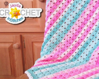 Cross Back Stitch Baby Blanket - Crochet PATTERN PDF - Jayda InStitches