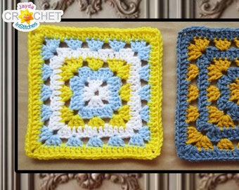 Framed Granny 8" Granny Square Crochet PATTERN PDF - May - Striped & Solid - Granny's Magical Cupboard Calendar Blanket - Jayda InStitches