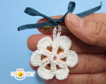Bride&#39;s Lucky Penny Charm - Crochet Thread PATTERN PDF - Wedding, Tradition, Flower, Crochet Lace - Jayda InStitches