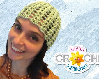 Crochet Cloche Hat - Vintage-Inspired Lace Beanie for Ladies in Split Shell Pattern - PDF - Jayda InStitches