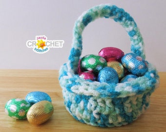 Miniature Spring Easter Basket Crochet PATTERN PDF - Bonus Mini Flower Pattern included! - Jayda InStitches