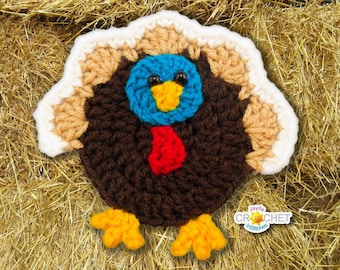 Crochet Turkey Applique or Patch PATTERN PDF - Great for Clothes, Crafts and Garlands - Jayda InStitches