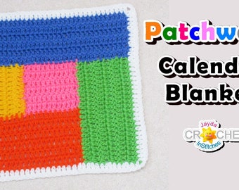 Log Cabin Square Crochet PATTERN PDF - Patchwork Quilt-Style Calendar Blanket 12 inch Square - Jayda InStitches