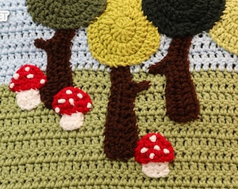 Toadstool Mushroom Applique - Crochet PATTERN PDF - Folk Art Calendar Blanket 2019 - Jayda InStitches