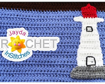 Lighthouse Applique - Crochet PATTERN PDF - Folk Art Calendar Blanket 2019 - Jayda InStitches