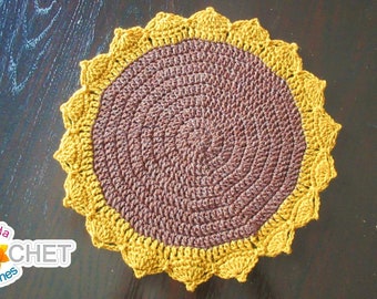 Giant Sunflower Placemat Crochet PATTERN PDF - Autumn Table Centerpiece - Jayda InStitches