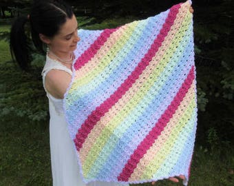 Rainbow Corner To Corner Baby Blanket Crochet Pattern - C2C Pastel Unicorn - PDF - Jayda InStitches