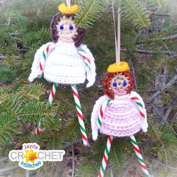 Angel Candy Cane Holder Crochet PATTERN PDF - Ornement d'arbre, Noël nostalgique - Jayda InStitches
