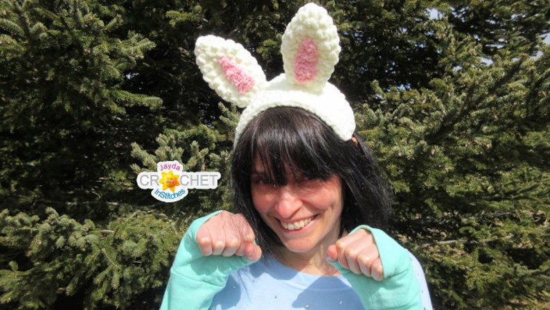 Bunny Ears Headpiece Crochet Pattern Adults and Kids Cosplay, Costume PDF Jayda InStitches image 1