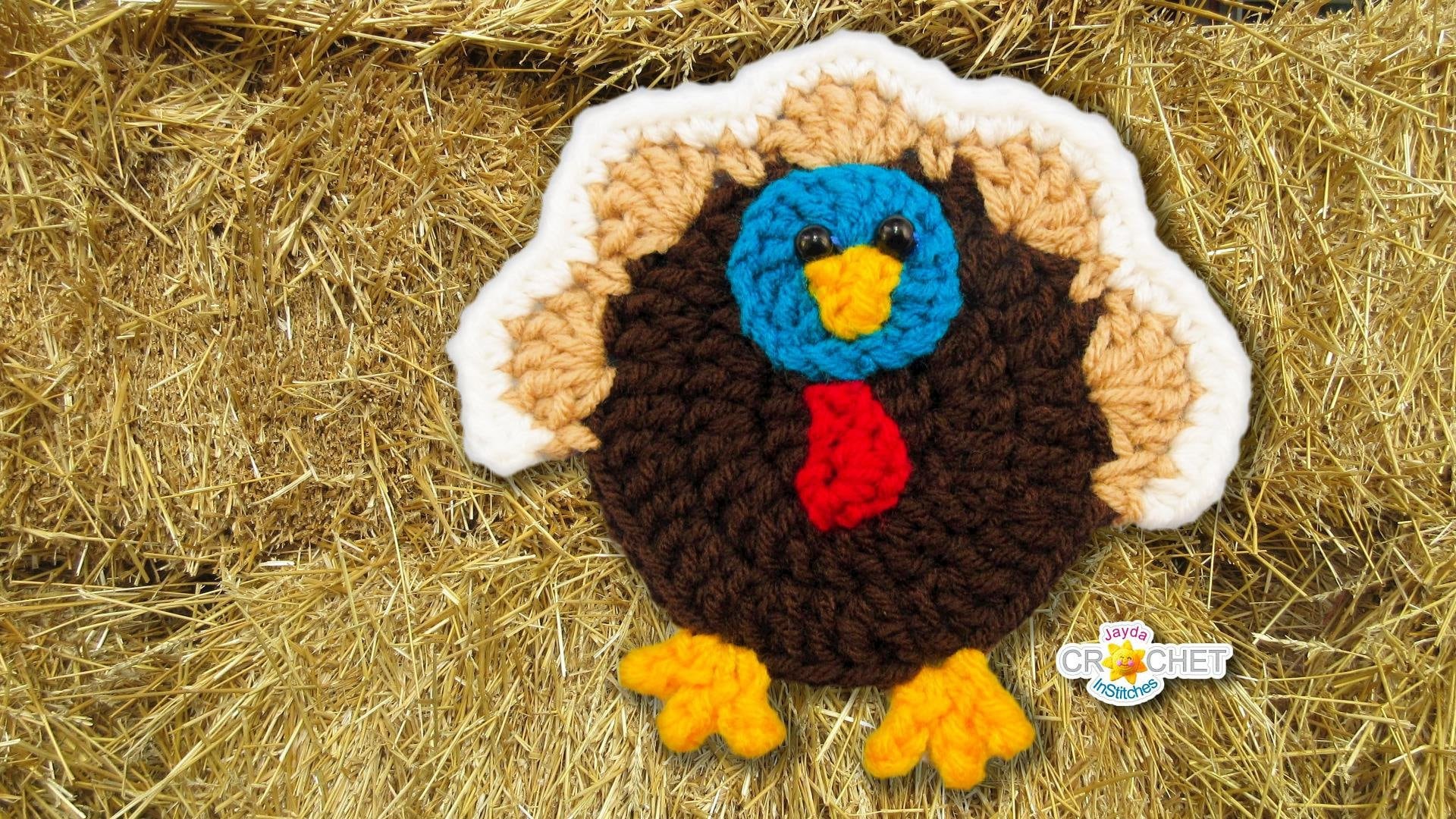 Crochet Turkey Applique or Patch PATTERN PDF - Great for Clothes, Crafts and Garlands - Jayda InStitches