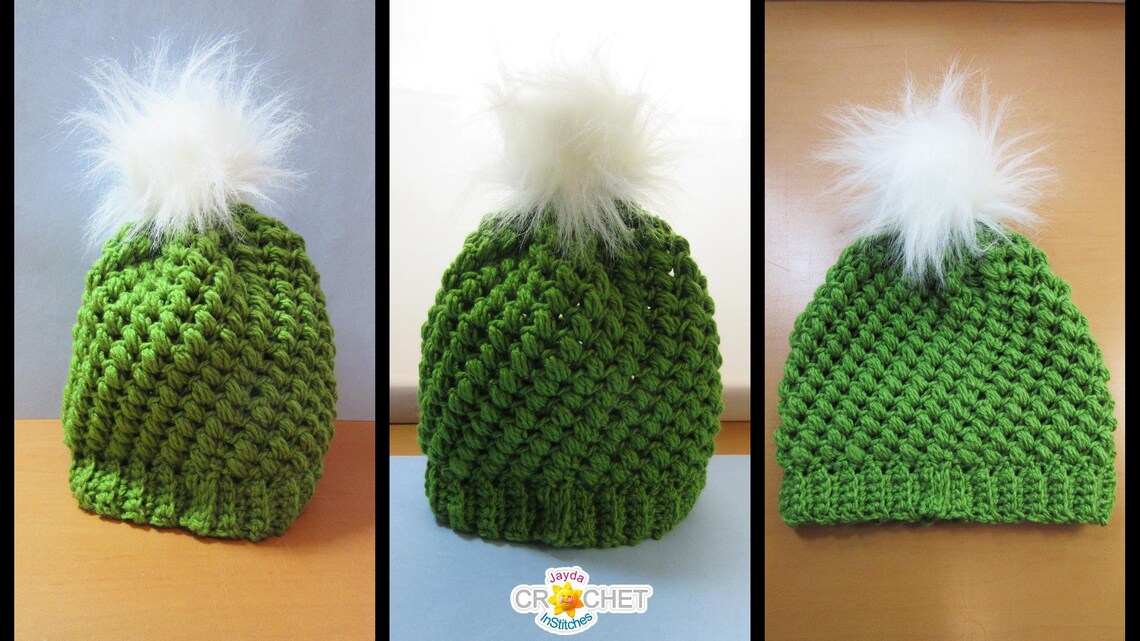 Chunky Bean Stitch Winter Hat Crochet PATTERN PDF Men Etsy