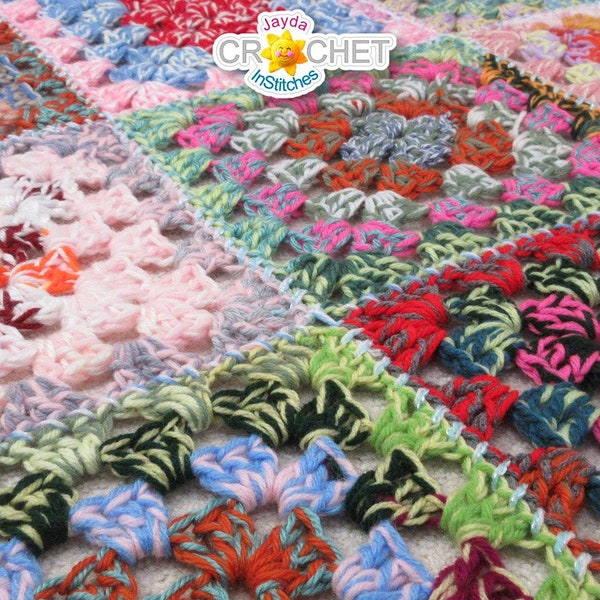Double Strand Granny Square - Crochet PATTERN PDF- Easy Blanket Pattern - Jayda InStitches