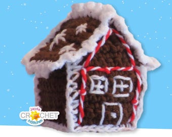 Crochet Gingerbread House Ornament PATTERN - PDF - Tree Ornament, Tiny Village - Jayda InStitches