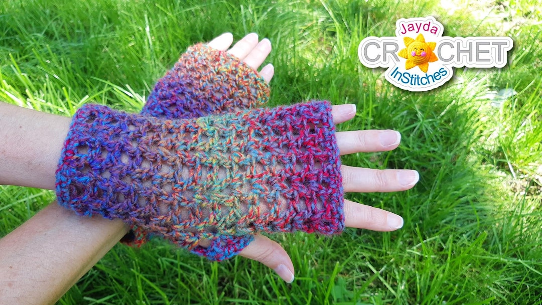 Easy Vstitch Fingerless Gloves Crochet PATTERN PDF Children & Adult