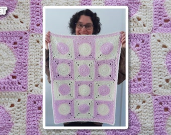 Polka Dot Granny Square Baby Blanket - Crochet PATTERN PDF- 6 inch Square - Jayda InStitches