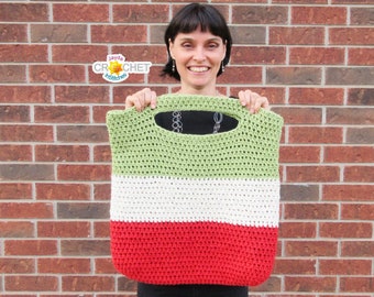 Big Market Tote Bag with Large Colour Blocks - Crochet PATTERN PDF - Eco-Friendly, Reusable Shopping Bag - Jayda InStitches