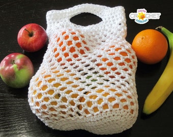 Fruit & Vegetable Mesh Shopping Bag - Crochet PATTERN PDF - Eco-Friendly, Reusable Produce Market Sack - Jayda InStitches