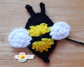 Bee Applique - Crochet PATTERN PDF - Cute Bumblebee or insect for crochet or knit Projects - Jayda InStitches